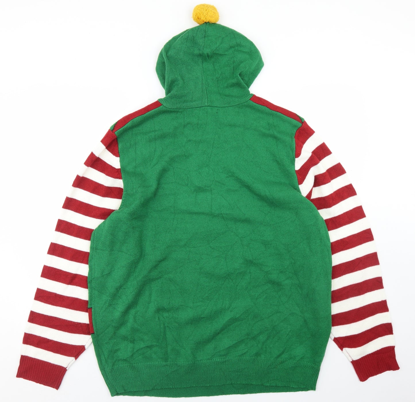 Avenue Mens Green  Acrylic Pullover Hoodie Size 2XL   - Elf Christmas Jumper