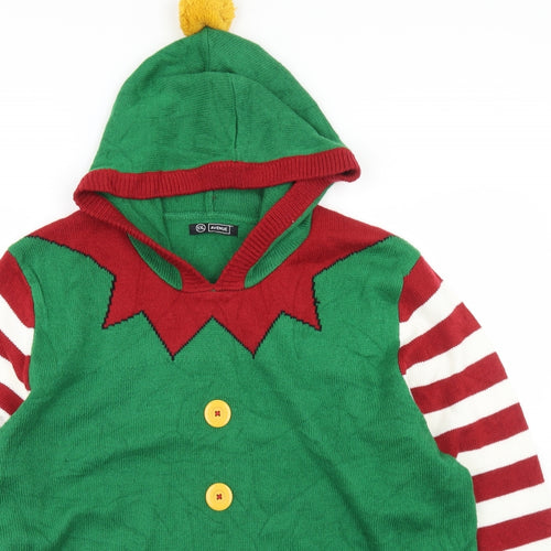 Avenue Mens Green  Acrylic Pullover Hoodie Size 2XL   - Elf Christmas Jumper