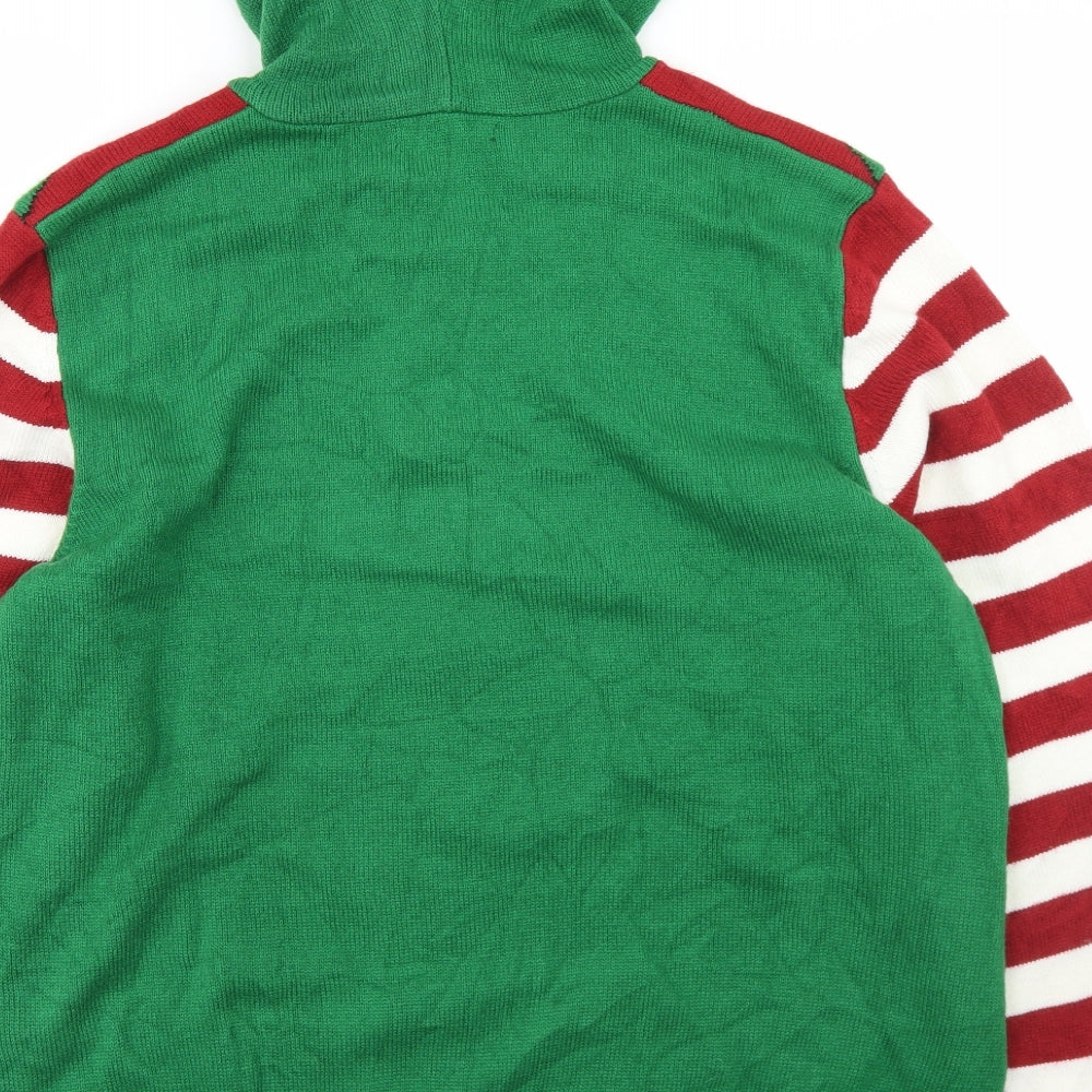 Avenue Mens Green  Acrylic Pullover Hoodie Size 2XL   - Elf Christmas Jumper