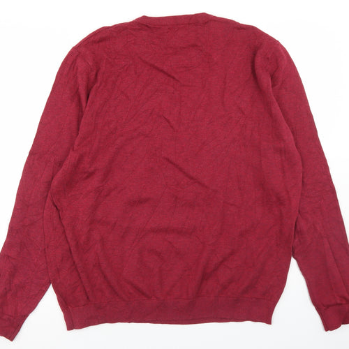 TU Mens Red Crew Neck  Cotton Pullover Jumper Size XL