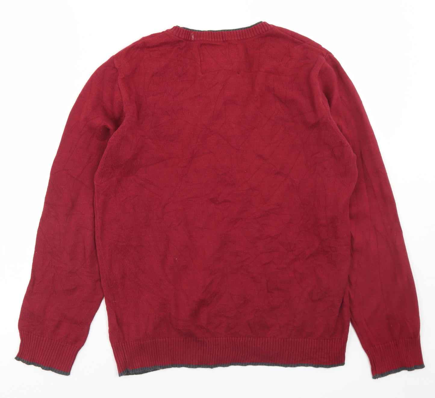 J. Jeans Boys Red V-Neck  Cotton Pullover Jumper Size 14 Years