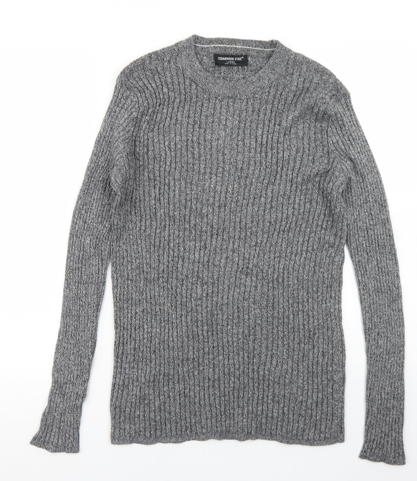 Cedar Wood State Mens Grey Crew Neck  Cotton Pullover Jumper Size L