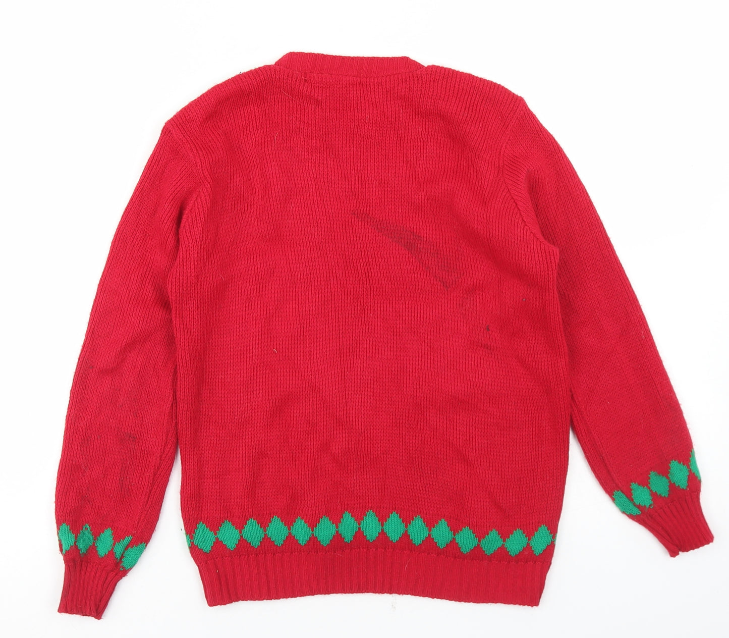 Rock & Revival Boys Red Crew Neck  Acrylic Pullover Jumper Size 9-10 Years   - Christmas Reindeer