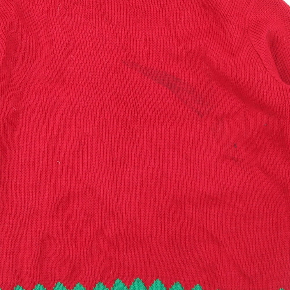 Rock & Revival Boys Red Crew Neck  Acrylic Pullover Jumper Size 9-10 Years   - Christmas Reindeer