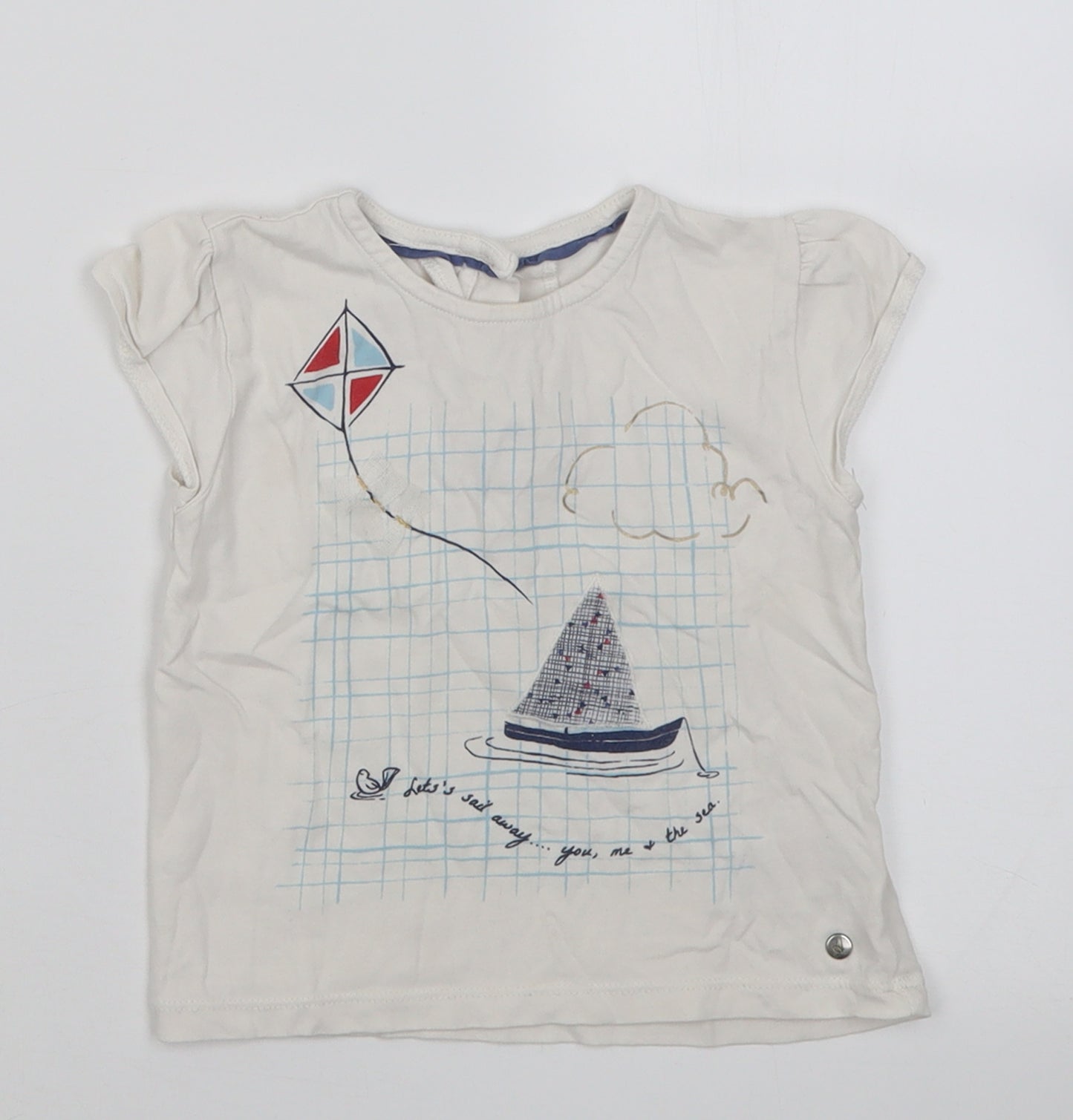 Marks and Spencer Baby White  Cotton Basic T-Shirt Size 18-24 Months Crew Neck Button