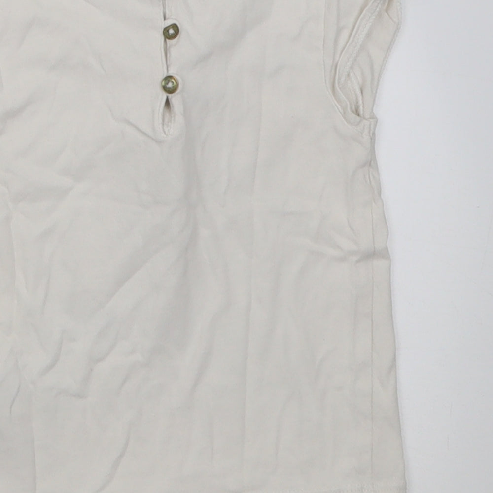 Marks and Spencer Baby White  Cotton Basic T-Shirt Size 18-24 Months Crew Neck Button