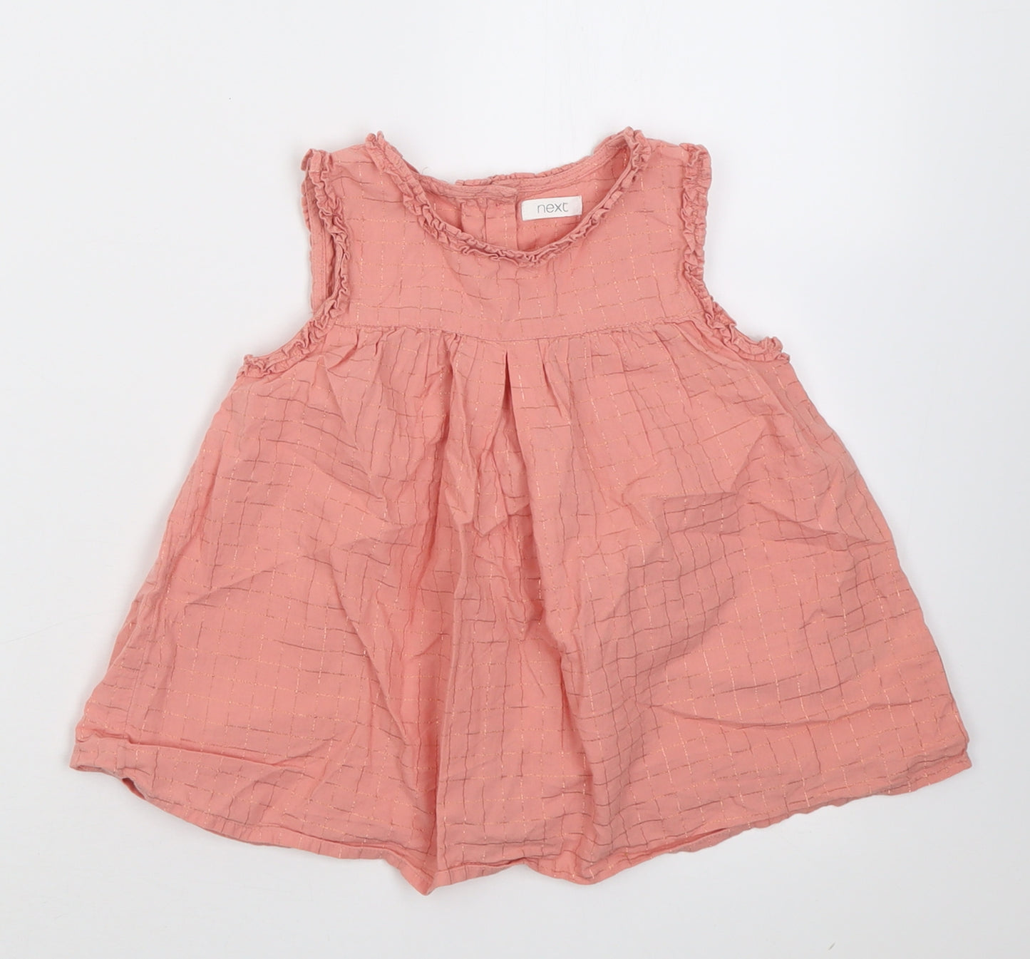 NEXT Girls Pink  Cotton A-Line  Size 5-6 Years  Crew Neck Button