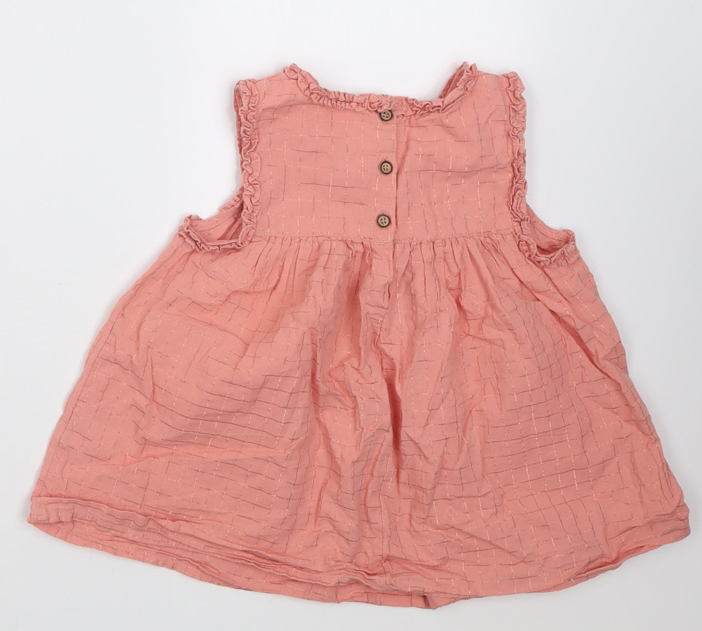 NEXT Girls Pink  Cotton A-Line  Size 5-6 Years  Crew Neck Button