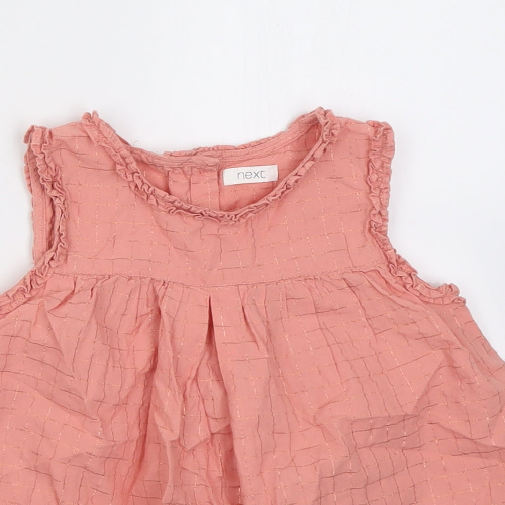 NEXT Girls Pink  Cotton A-Line  Size 5-6 Years  Crew Neck Button