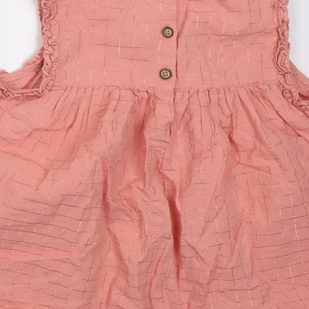 NEXT Girls Pink  Cotton A-Line  Size 5-6 Years  Crew Neck Button