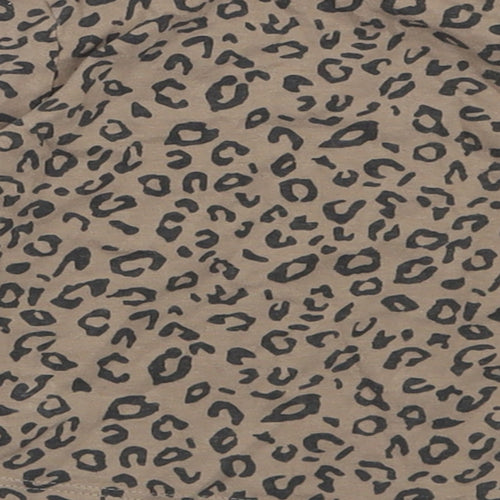 George Girls Brown Animal Print Cotton Basic Casual Size 2 Years Crew Neck Button