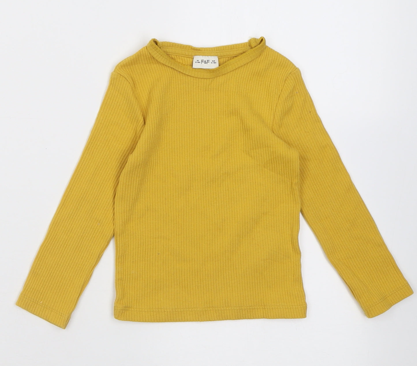 F&F Girls Yellow  Cotton Basic Casual Size 12-18 Months Crew Neck Pullover
