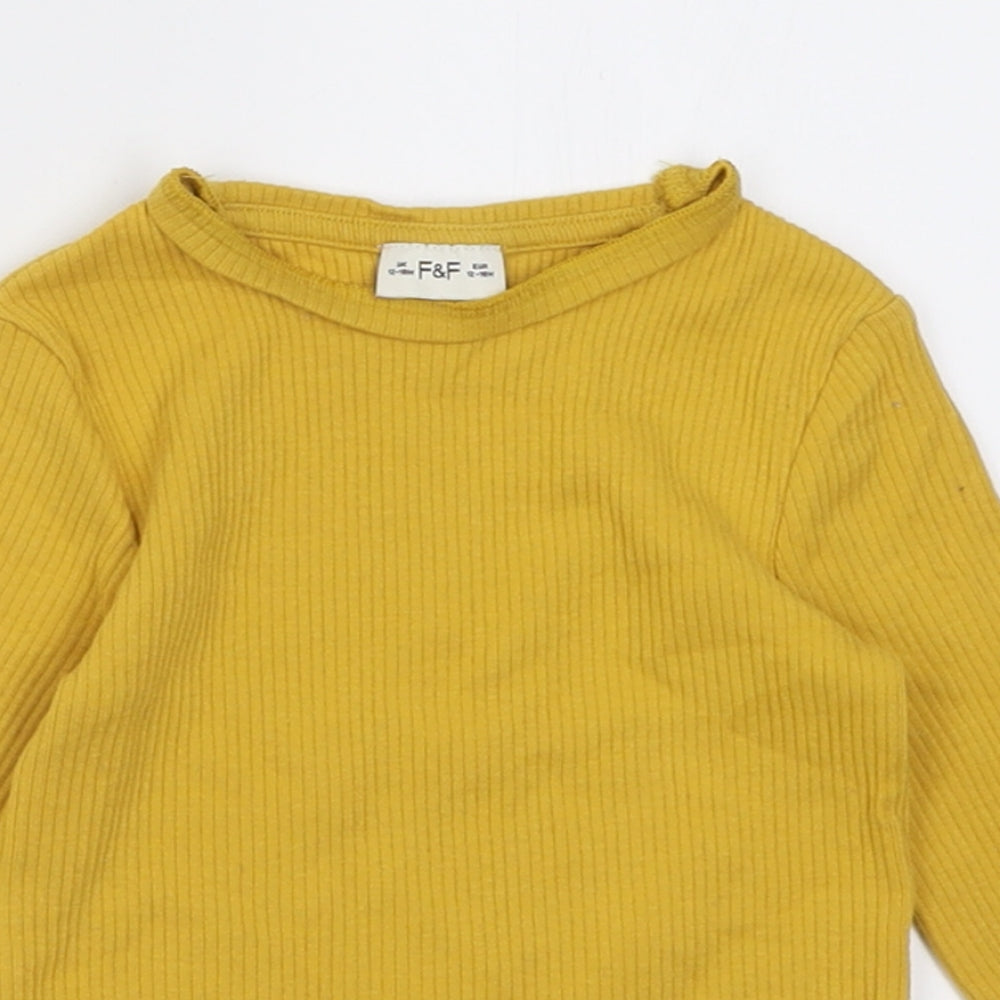 F&F Girls Yellow  Cotton Basic Casual Size 12-18 Months Crew Neck Pullover