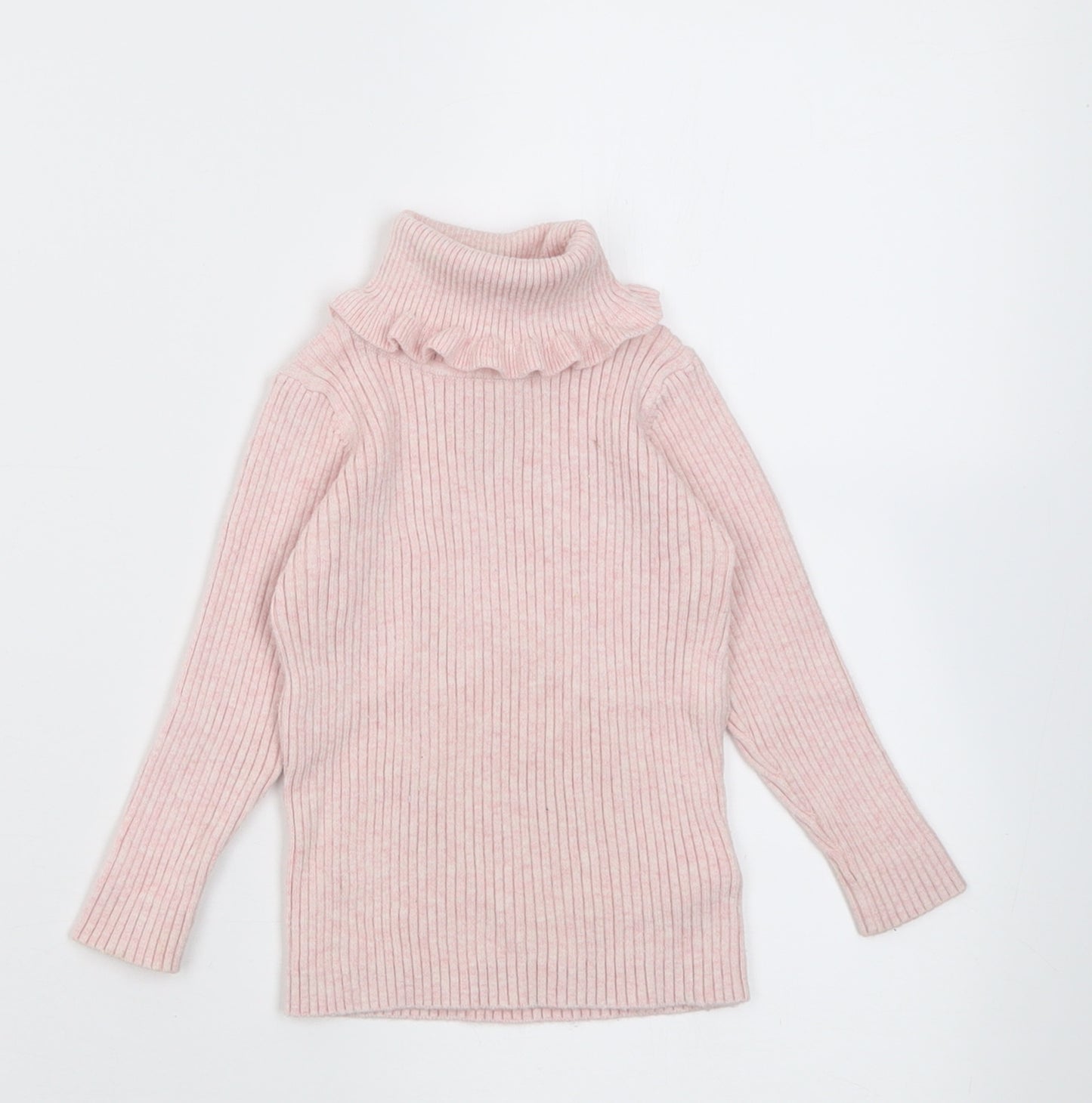NEXT Girls Pink  Cotton Basic Casual Size 12-18 Months Roll Neck Pullover