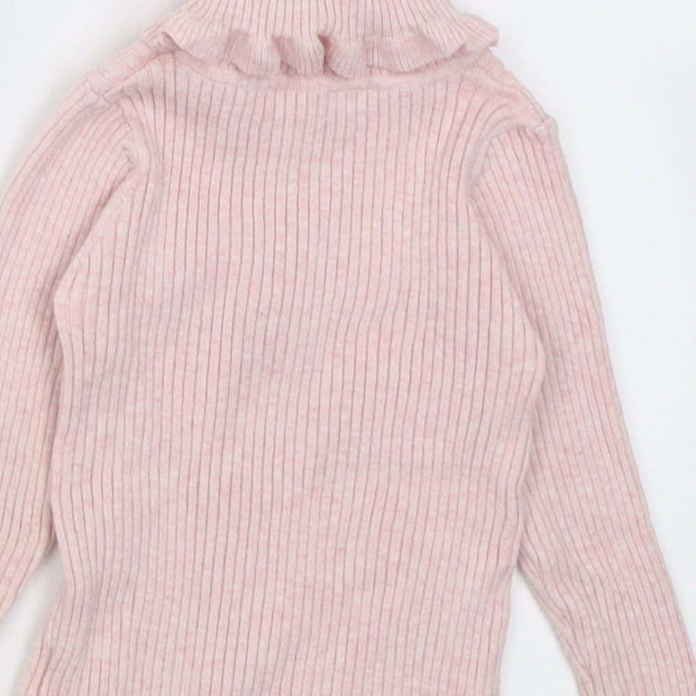 NEXT Girls Pink  Cotton Basic Casual Size 12-18 Months Roll Neck Pullover