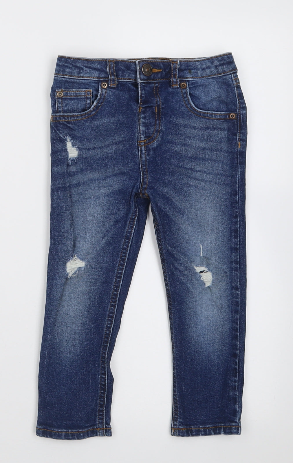 River Island Girls Blue  Cotton Straight Jeans Size 2-3 Years  Regular Button