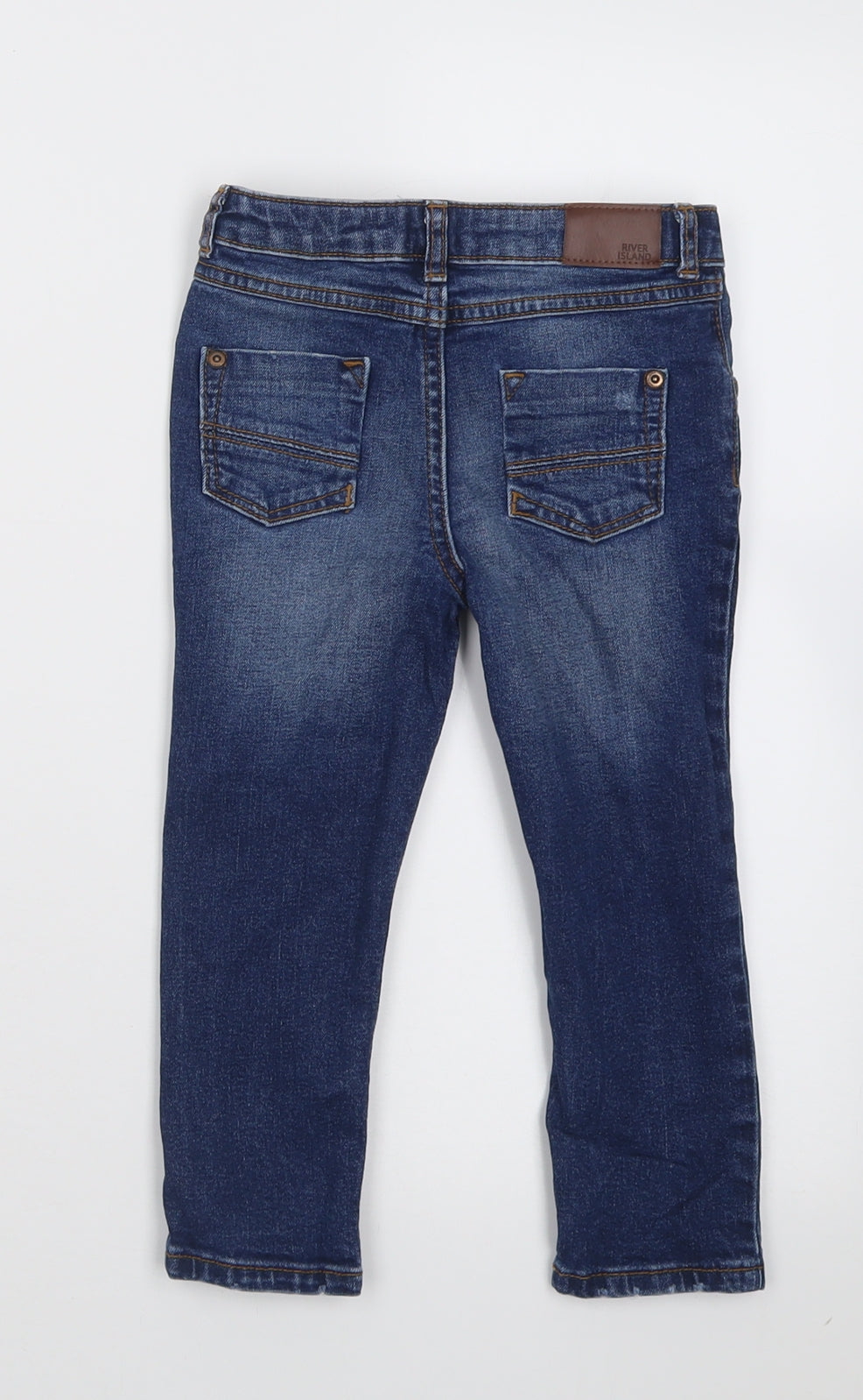 River Island Girls Blue  Cotton Straight Jeans Size 2-3 Years  Regular Button