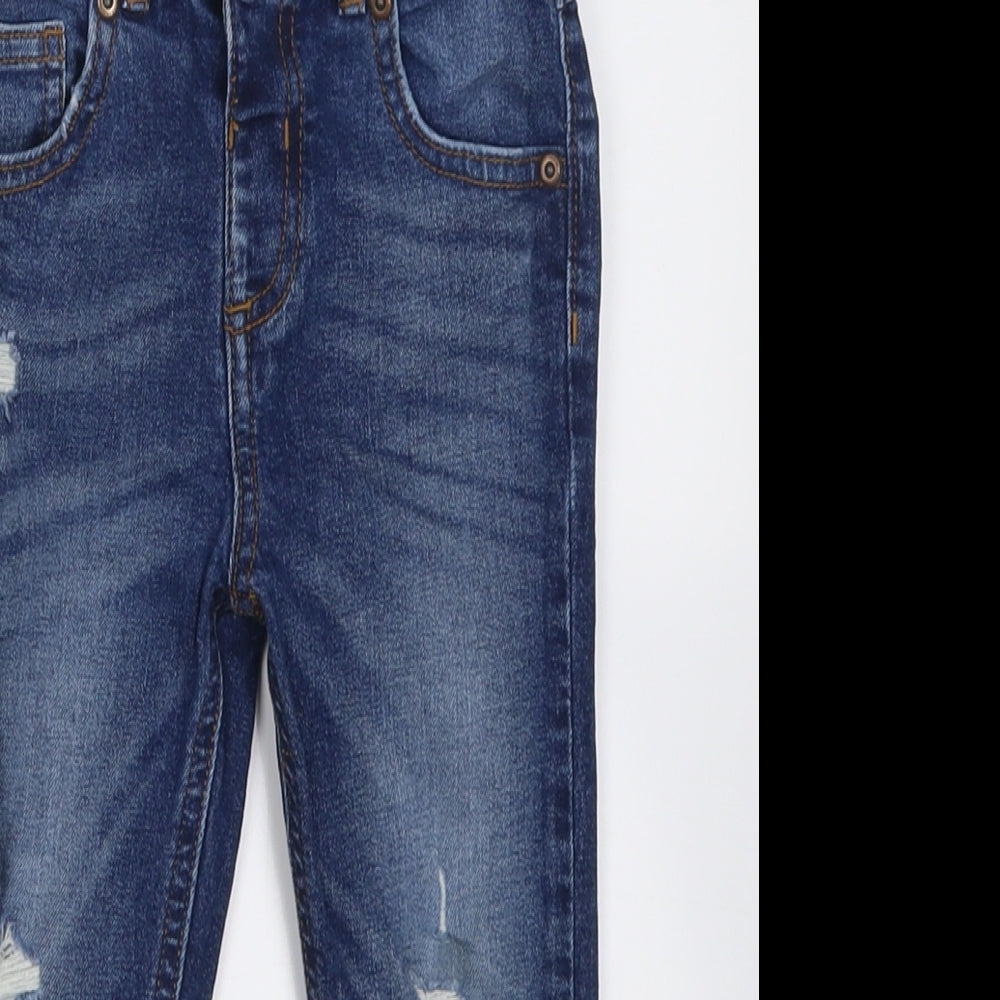 River Island Girls Blue  Cotton Straight Jeans Size 2-3 Years  Regular Button