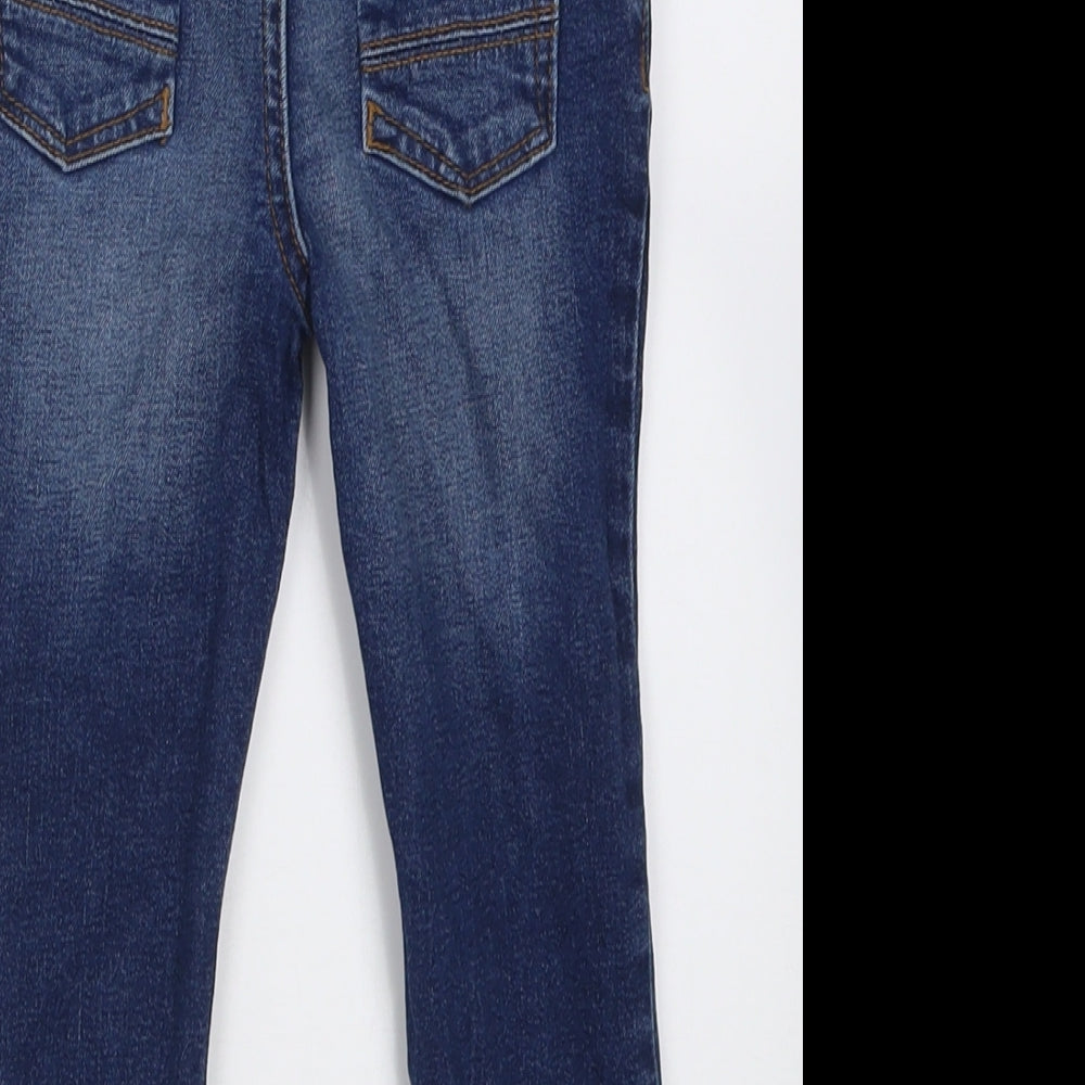 River Island Girls Blue  Cotton Straight Jeans Size 2-3 Years  Regular Button