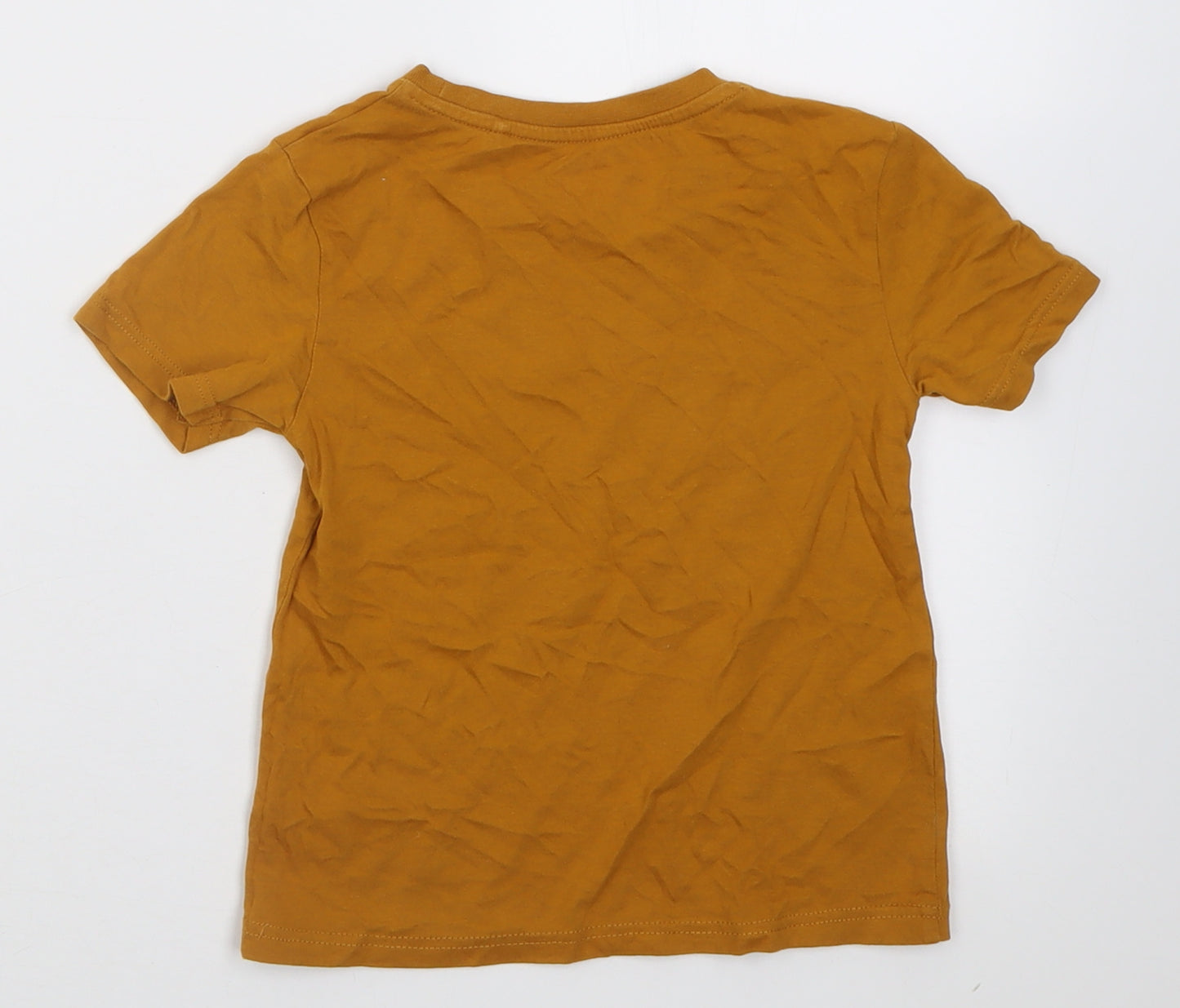 River Island Boys Yellow  Cotton Basic T-Shirt Size 3-4 Years Crew Neck Pullover - Legend