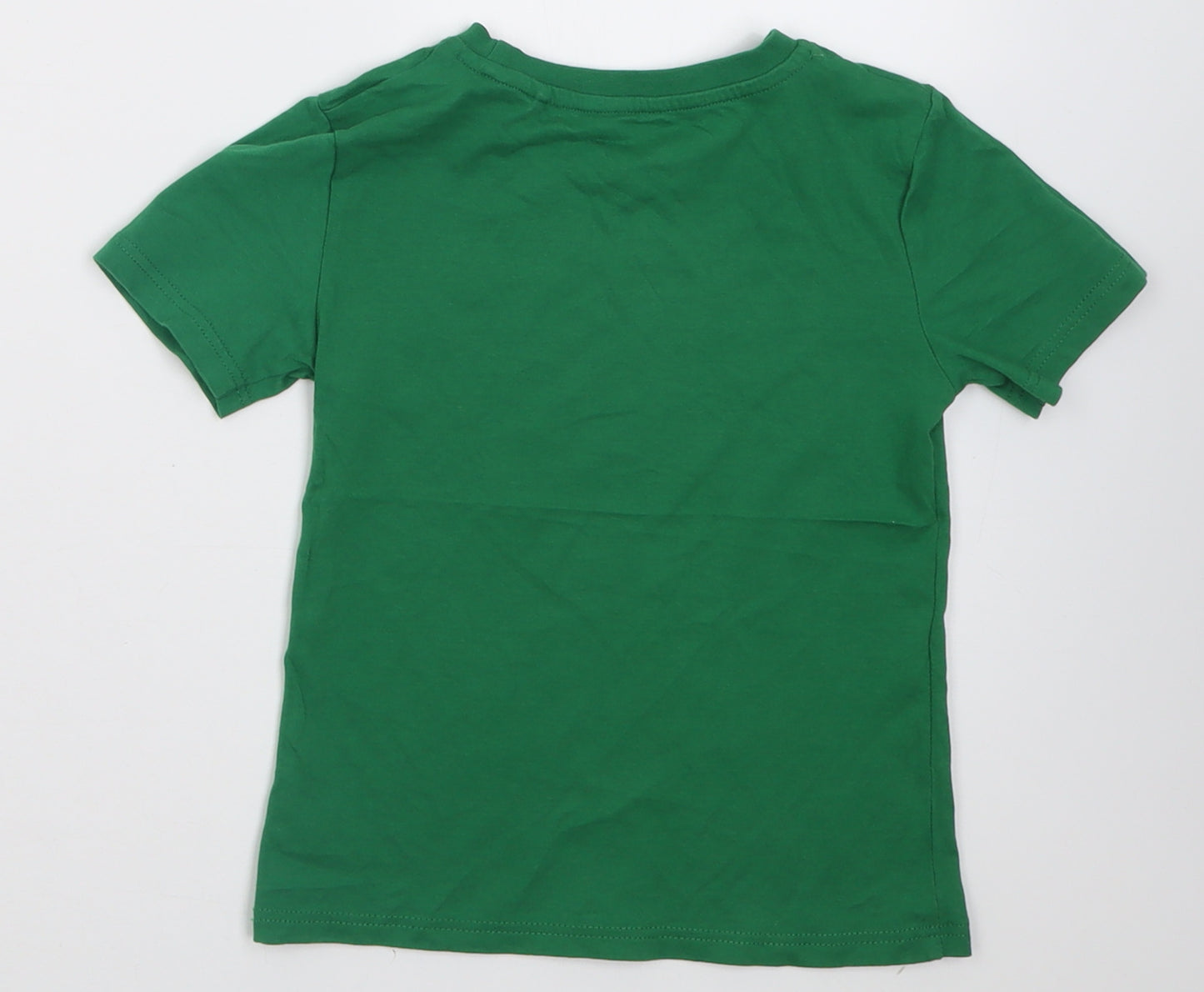 River Island Boys Green  Cotton Basic T-Shirt Size 3-4 Years Crew Neck Pullover