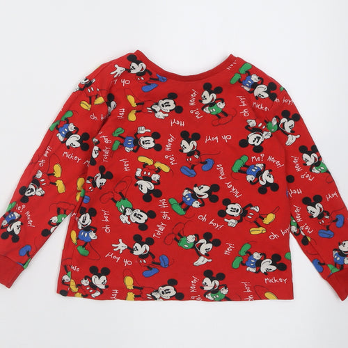 Disney Boys Red Geometric Cotton Basic Casual Size 2-3 Years Crew Neck Pullover