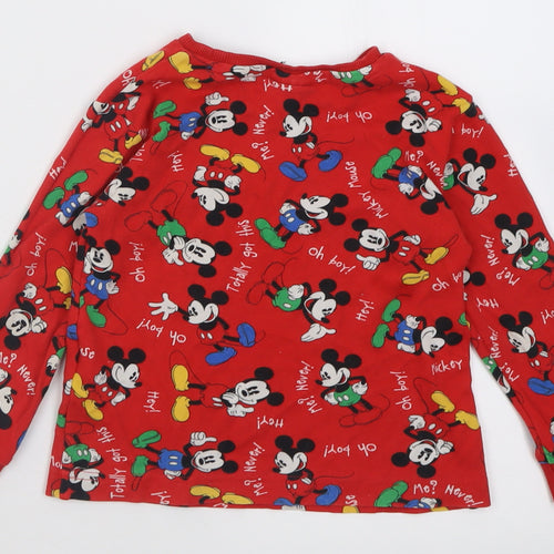 Disney Boys Red Geometric Cotton Basic Casual Size 2-3 Years Crew Neck Pullover