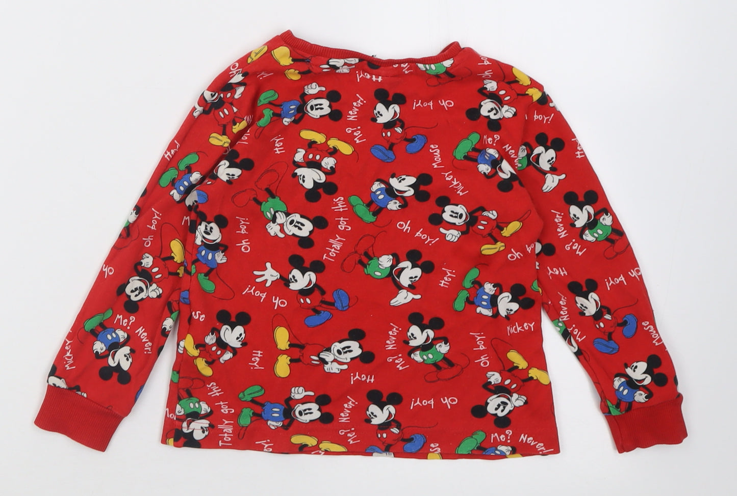 Disney Boys Red Geometric Cotton Basic Casual Size 2-3 Years Crew Neck Pullover