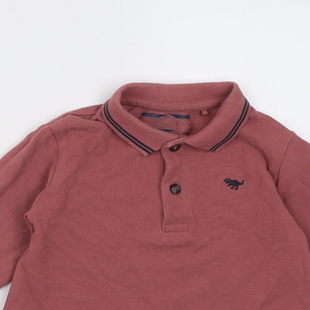 NEXT Boys Brown  Cotton Basic Polo Size 2-3 Years Collared Button