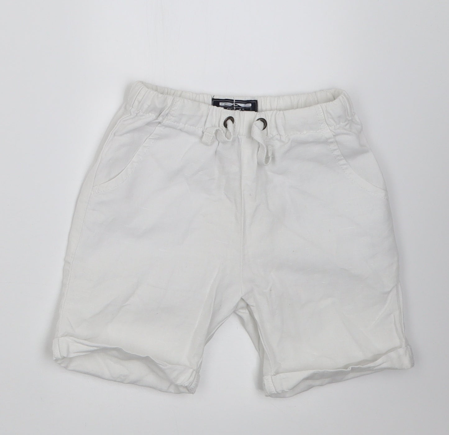 NEXT Boys White  Linen Bermuda Shorts Size 3-4 Years  Regular Tie