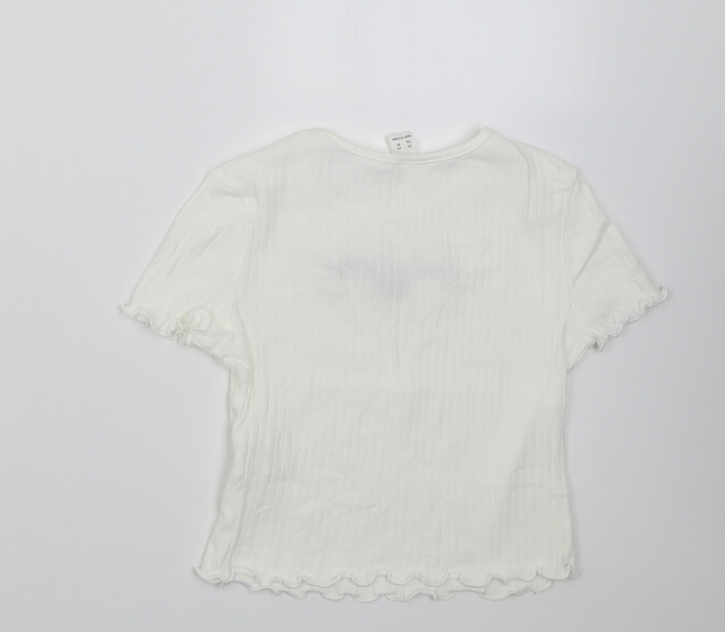 SheIn Girls White  Cotton Cropped T-Shirt Size 9 Years Crew Neck Pullover - if you can be anything be kind