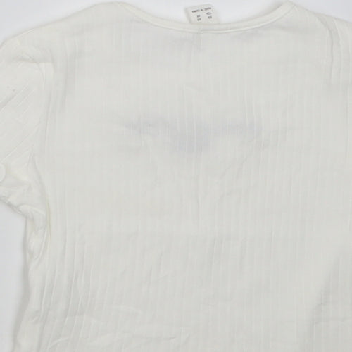 SheIn Girls White  Cotton Cropped T-Shirt Size 9 Years Crew Neck Pullover - if you can be anything be kind