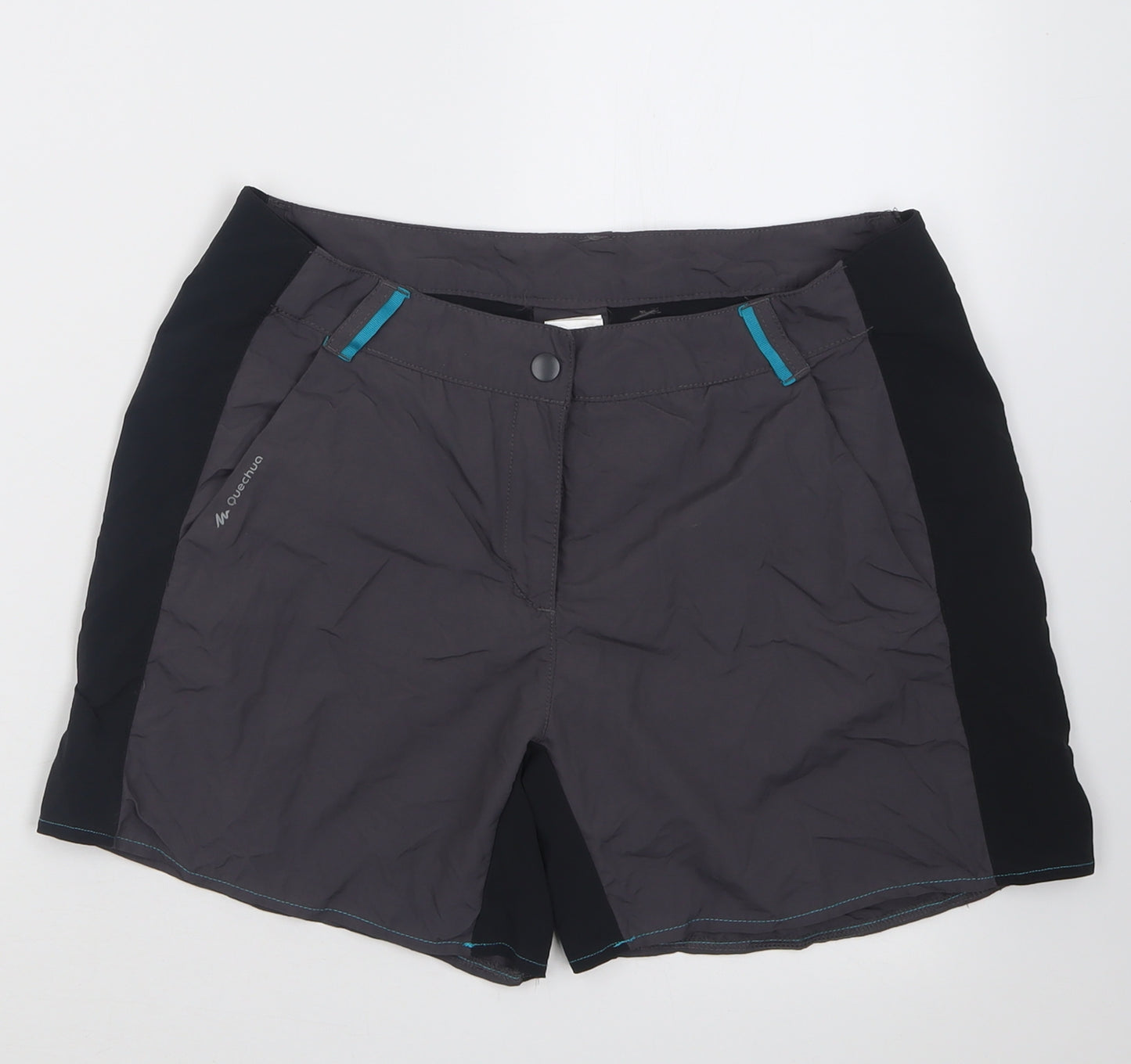 DECATHLON Womens Grey  Polyamide Sweat Shorts Size 12 L3 in Regular Buckle
