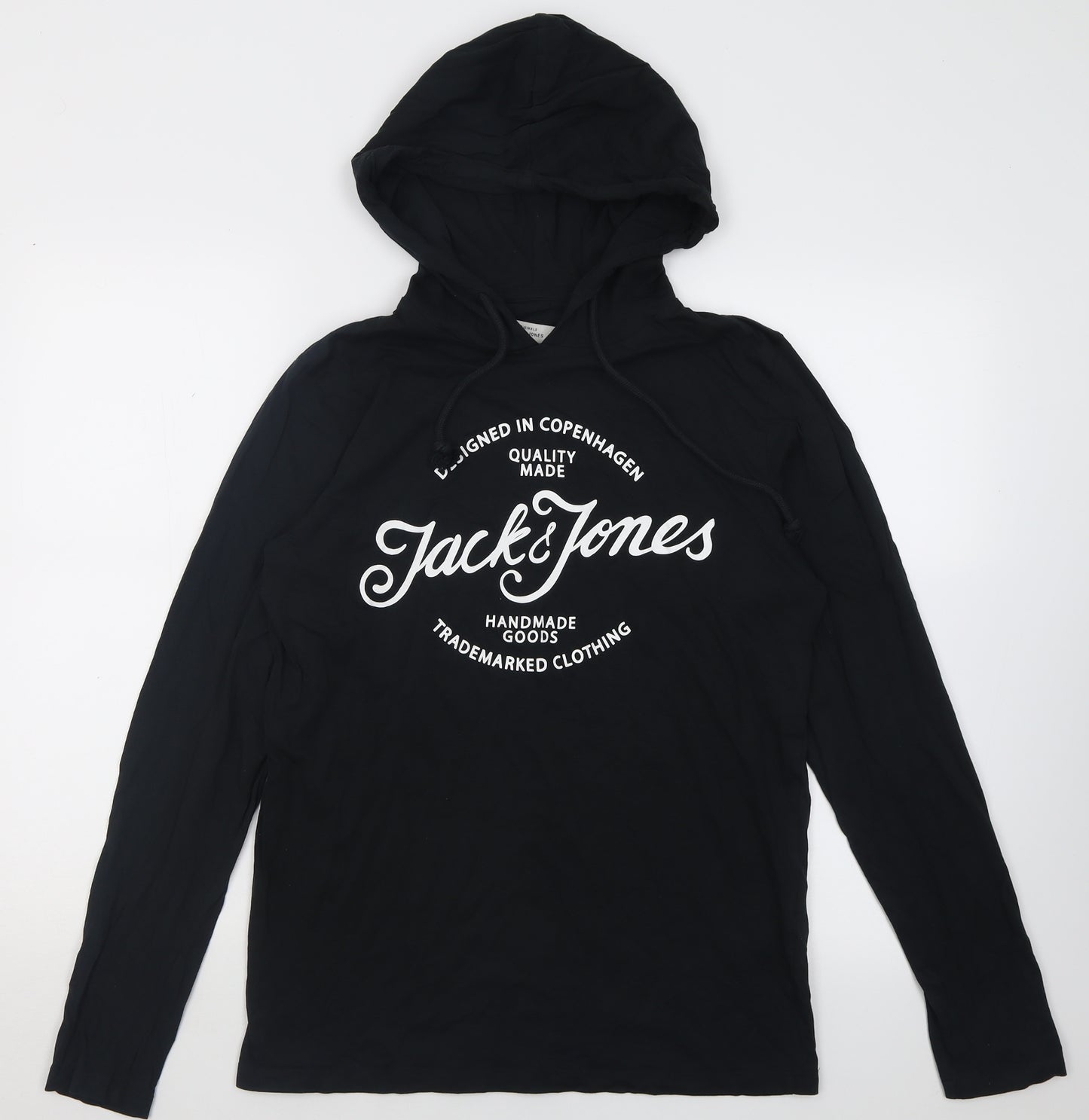 JACK & JONES Mens Black  Cotton Pullover Hoodie Size M