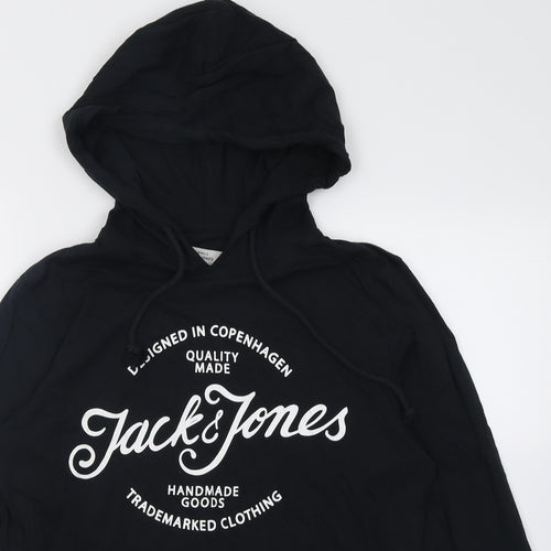 JACK & JONES Mens Black  Cotton Pullover Hoodie Size M