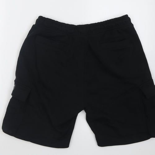 Brave Soul Mens Black  Cotton Cargo Shorts Size M L7 in Regular Tie