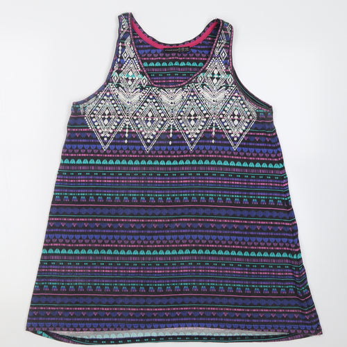 Atmosphere Womens Multicoloured Geometric Polyester Basic Tank Size 6 Scoop Neck
