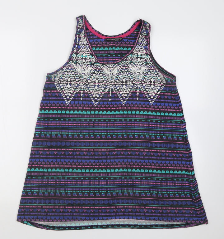 Atmosphere Womens Multicoloured Geometric Polyester Basic Tank Size 6 Scoop Neck
