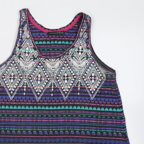 Atmosphere Womens Multicoloured Geometric Polyester Basic Tank Size 6 Scoop Neck