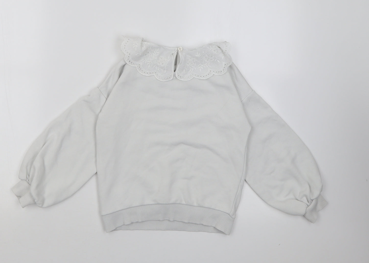 Matalan Girls White  Cotton Pullover Sweatshirt Size 6 Years  Button - love more