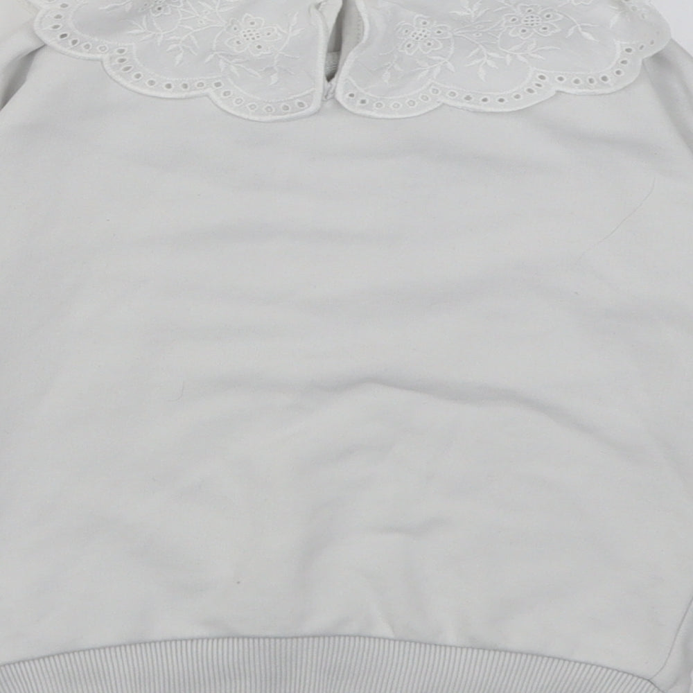 Matalan Girls White  Cotton Pullover Sweatshirt Size 6 Years  Button - love more