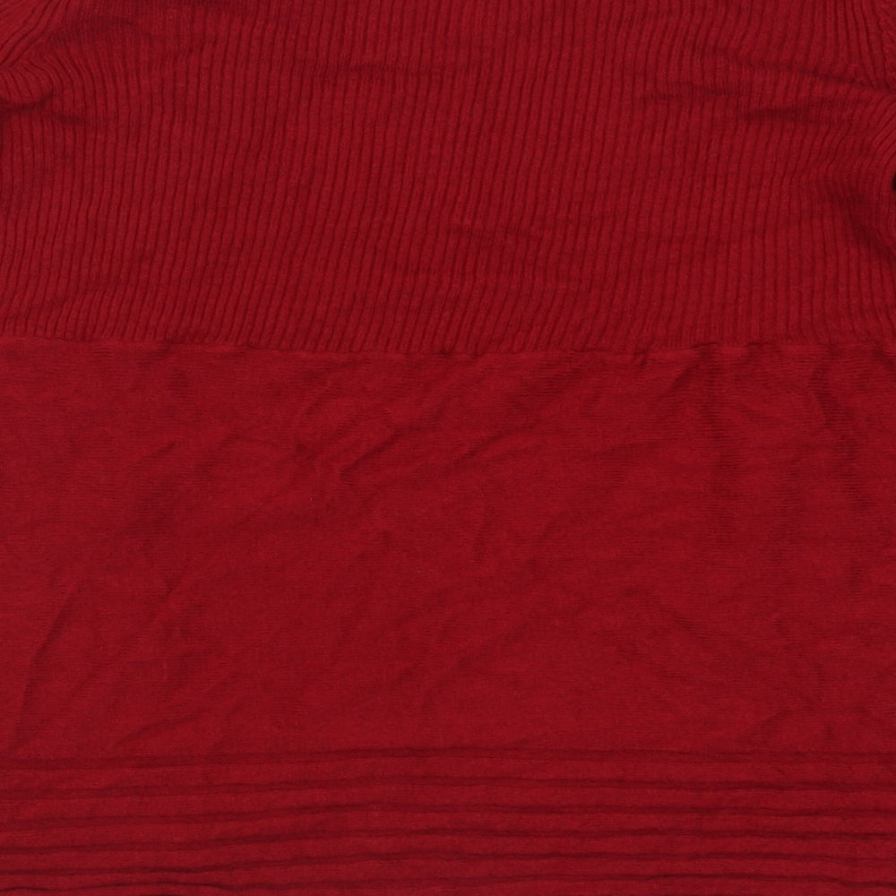 Dunnes Stores Womens Red V-Neck  Nylon Cardigan Jumper Size M