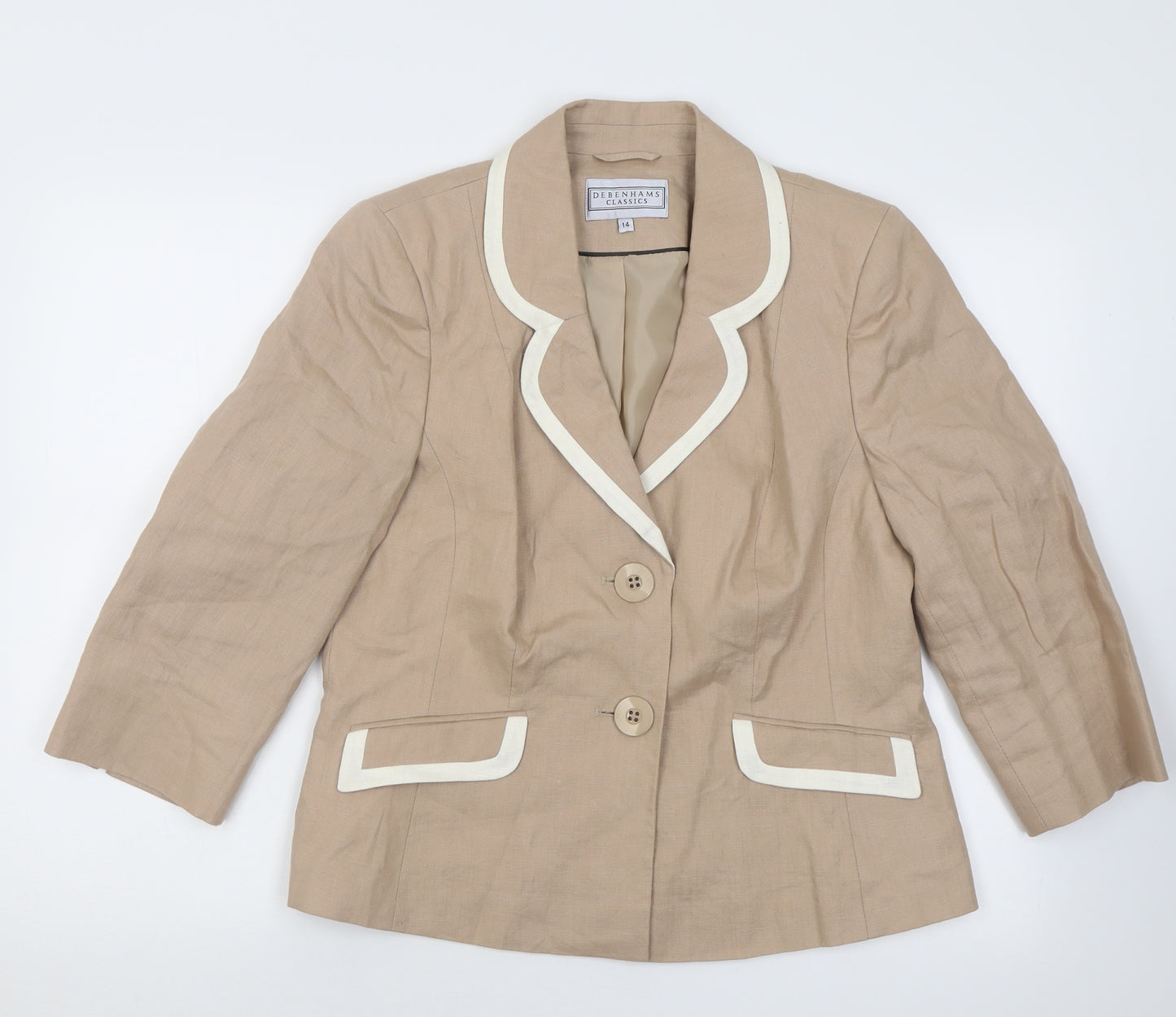Debenhams Womens Brown   Jacket Blazer Size 14  Button