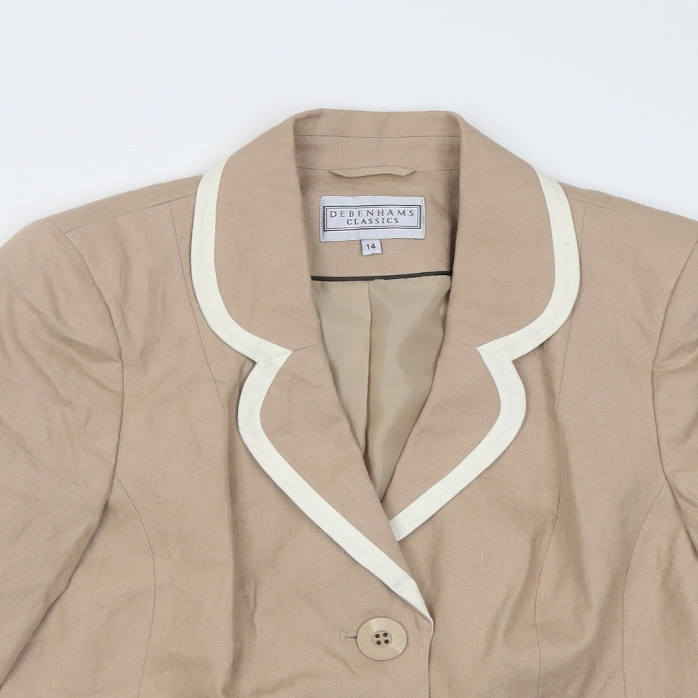 Debenhams Womens Brown   Jacket Blazer Size 14  Button
