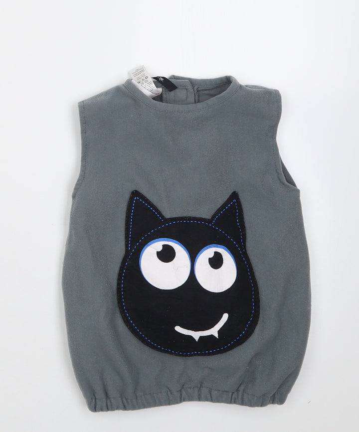 George Boys Grey Polyester Basic Tank Size 2 Years Crew Neck Hook & Loop