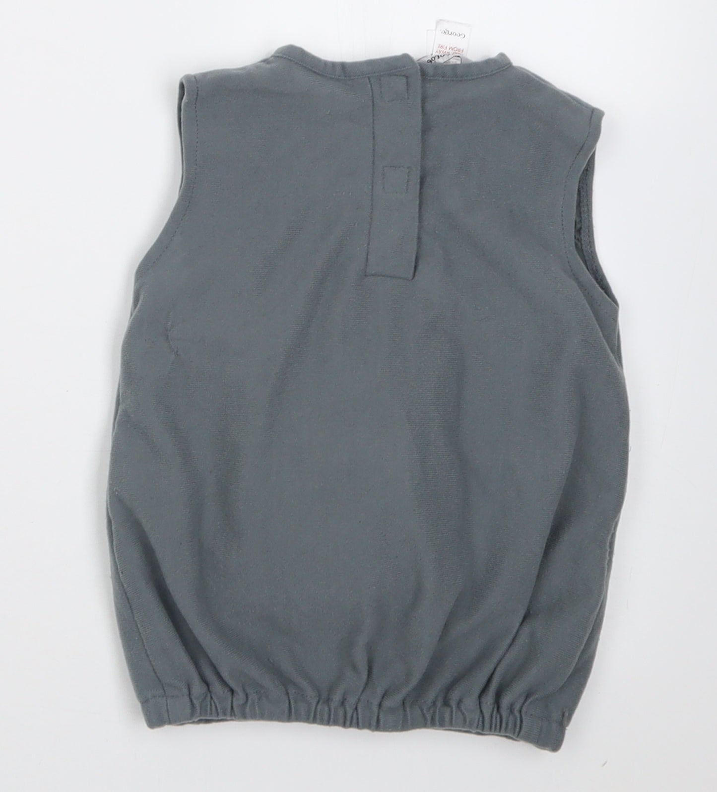 George Boys Grey  Polyester Basic Tank Size 2 Years Crew Neck Hook & Loop