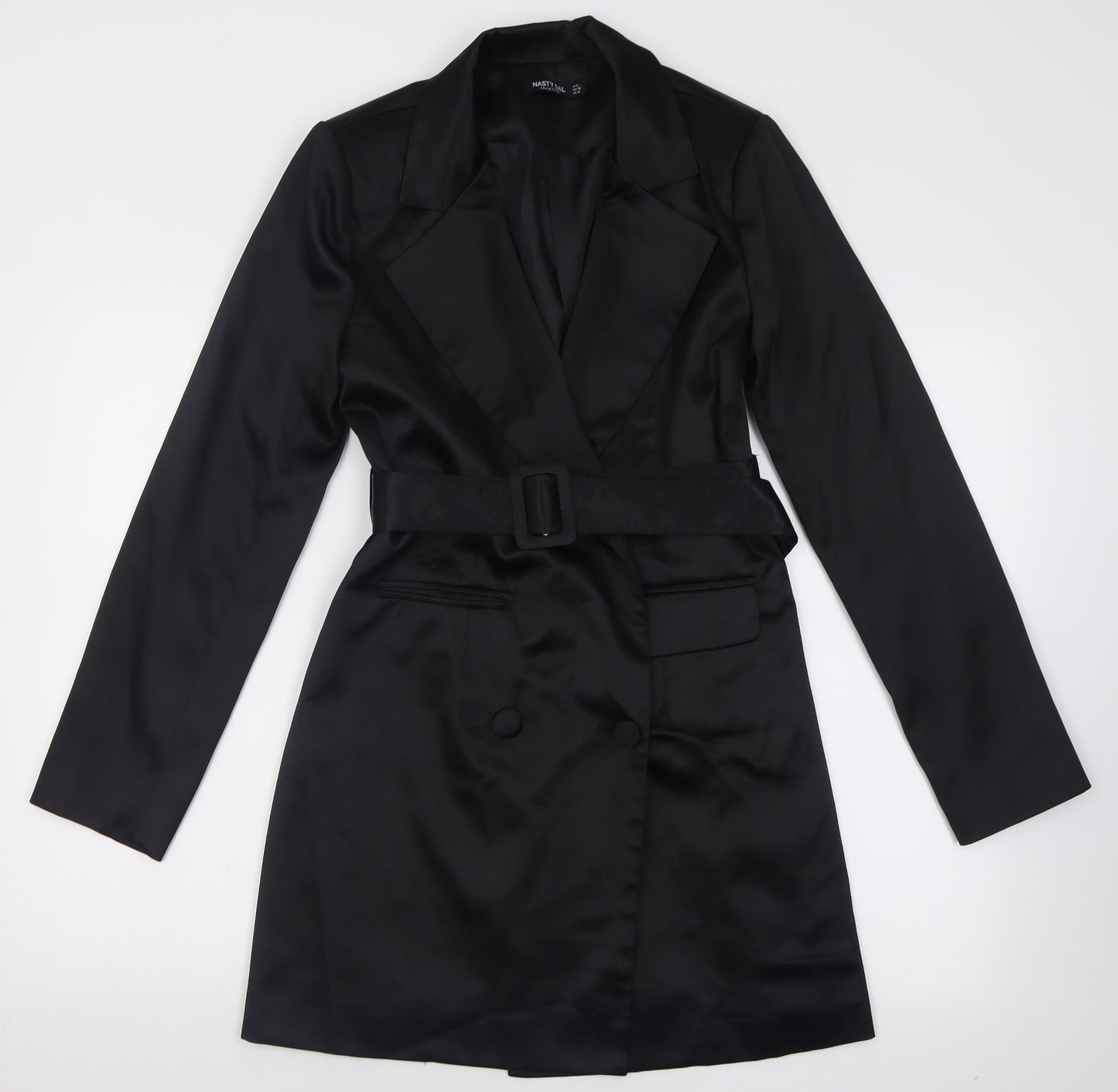 Nasty Gal Womens Black  Polyester A-Line  Size 10  V-Neck Button
