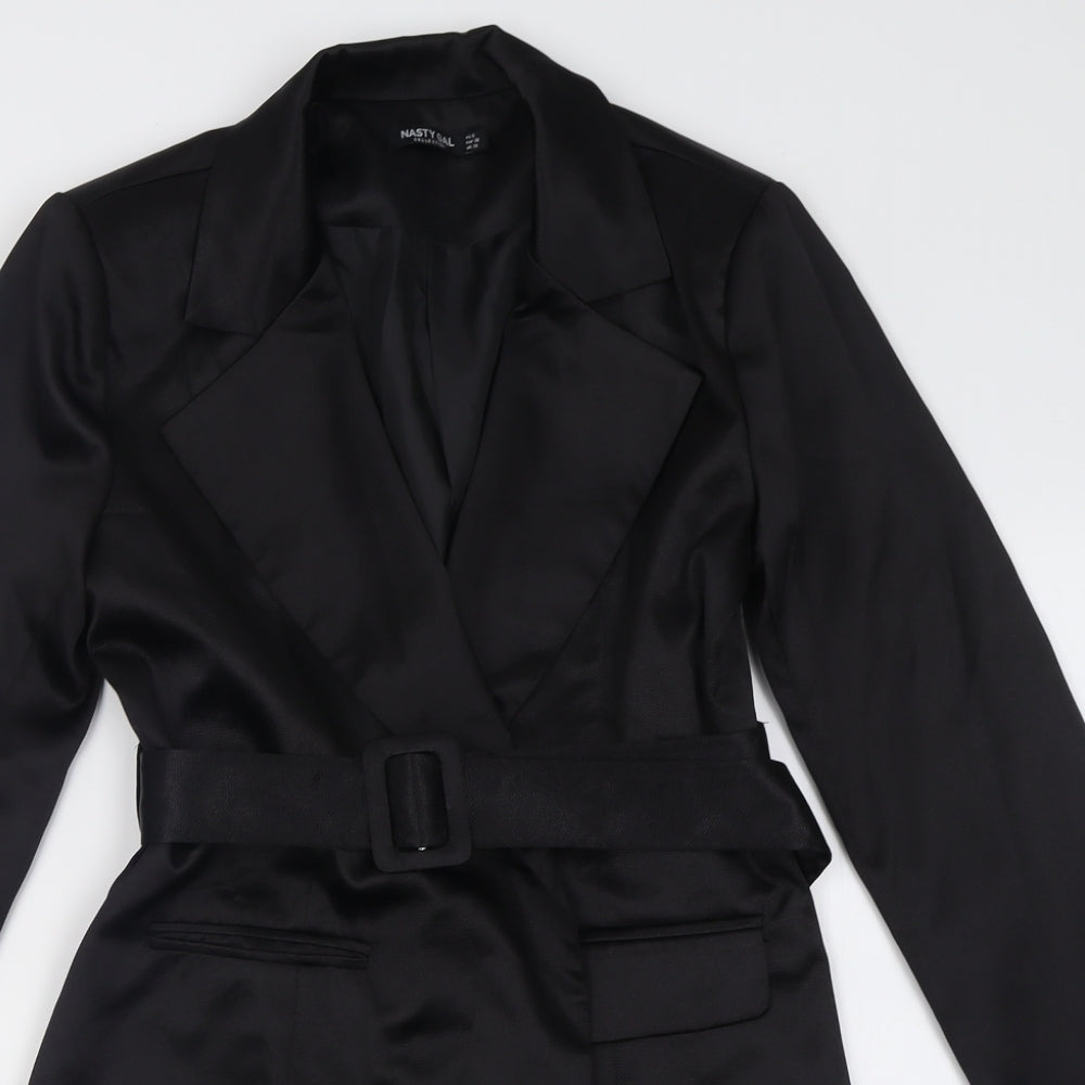 Nasty Gal Womens Black  Polyester A-Line  Size 10  V-Neck Button