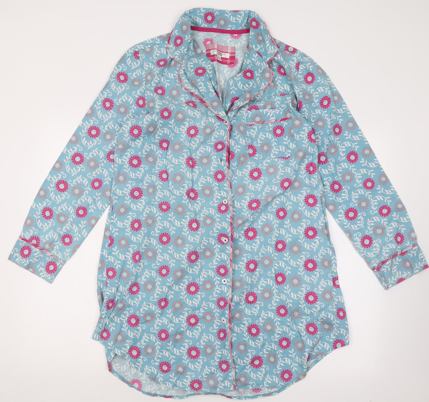 Laura Ashley Womens Blue Floral Cotton Cami Nightshirt Size 12  Button