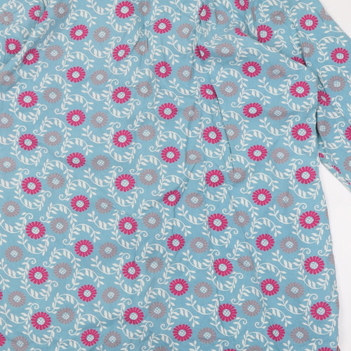 Laura Ashley Womens Blue Floral Cotton Cami Nightshirt Size 12  Button